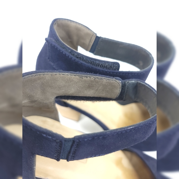Paul Green Navy Ankle Strap Heels 5 - Picture 3 of 8